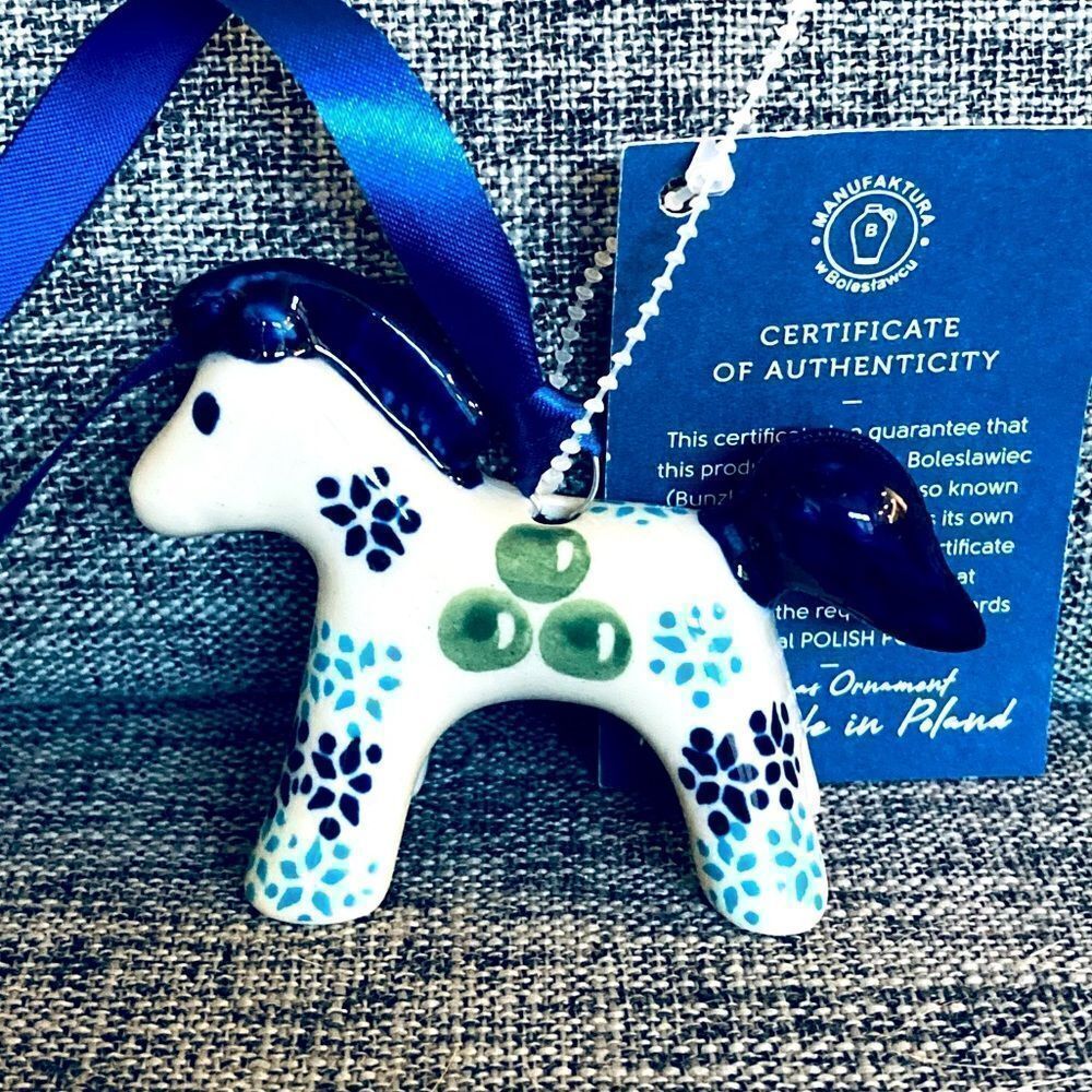 Boleslawiec Polish Christmas Rocking Horse Deer Ornament